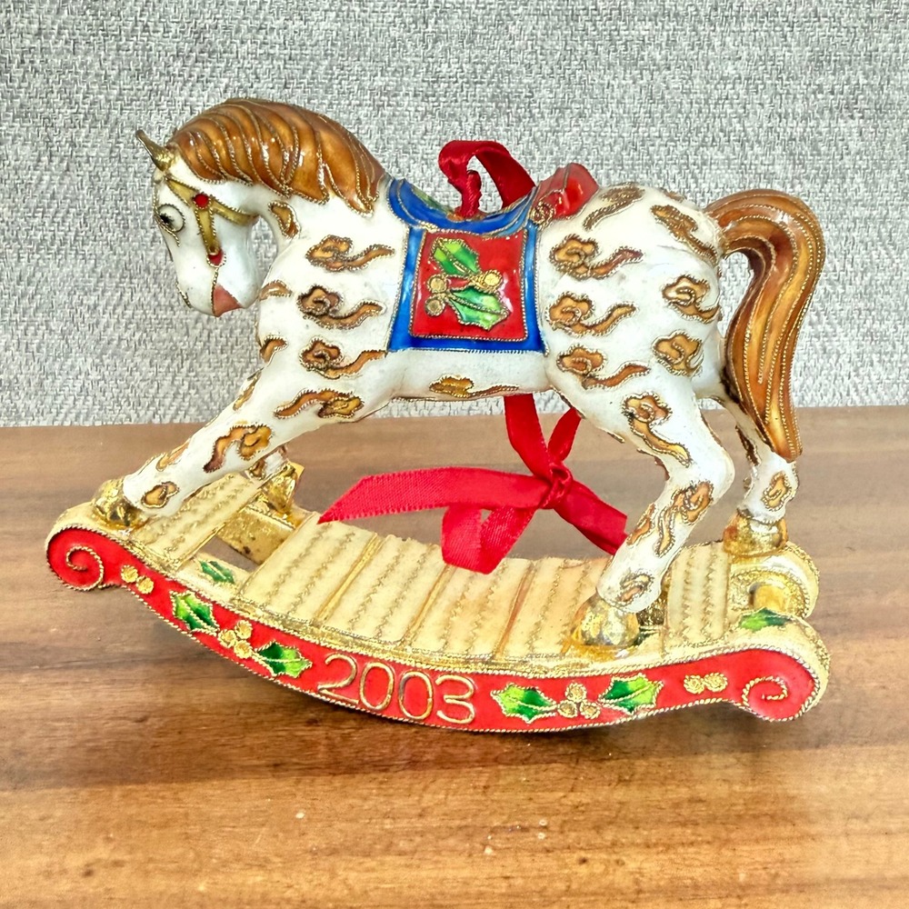 Vintage 2003 Cloisonne Rocking Horse Christmas Ornament Classic Victorian Style